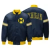 Michigan wolverines draft pick navy satin varsity jacket