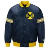 Michigan wolverines draft pick navy satin varsity jacket 2