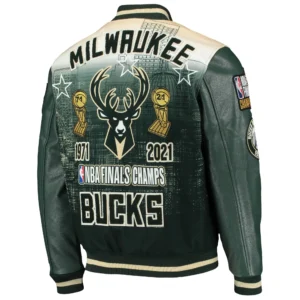 Milwaukee bucks remix varsity full zip green jacket 1