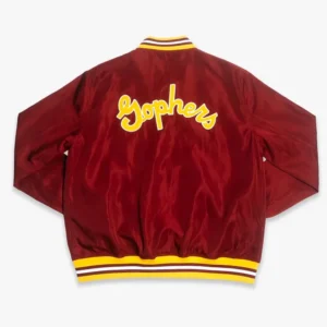 Minnesota golden gophers script burgundy bomber satin varsity jacket 1