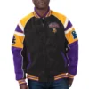 Minnesota vikings g iii sports by carl banks raglan blackpurple leather varsity jacket 1