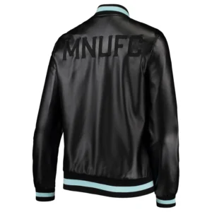 Minnesota vikings the wild collective metallic bomber black polyester varsity jacket 1 1