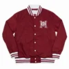 Mississippi state script retro burgundy bomber satin varsity jacket 1