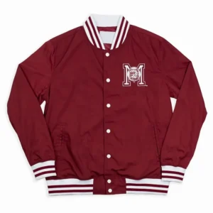 Mississippi state script retro burgundy bomber satin varsity jacket 1