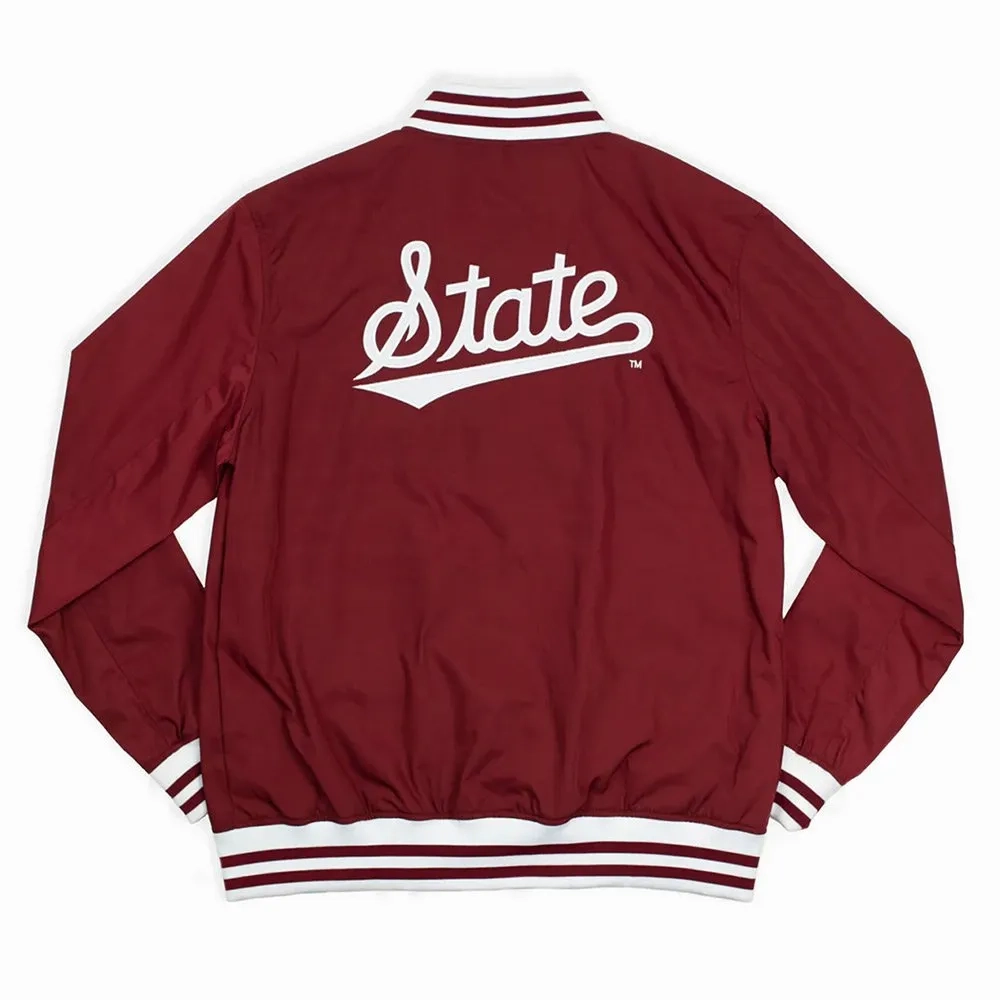 Mississippi state script retro burgundy bomber satin varsity jacket 2