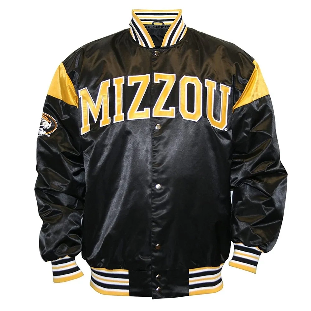 Missouri tigers black bomber satin varsity jacket 1