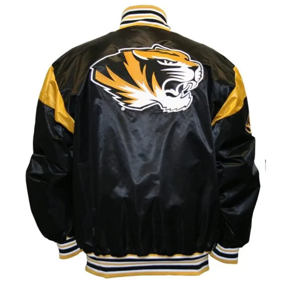 Missouri tigers black bomber satin varsity jacket