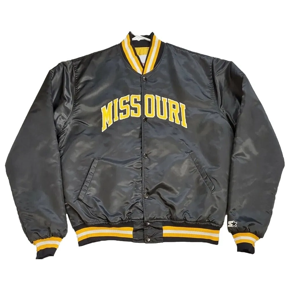 Missouri tigers black satin varsity jacket 1