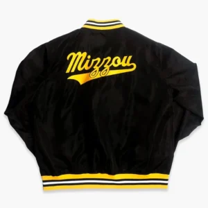Missouri tigers vintage script bomber black satin varsity jacket 1