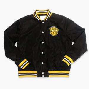 Missouri tigers vintage script bomber black satin varsity jacket 2