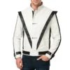Mj white triller leather jacket