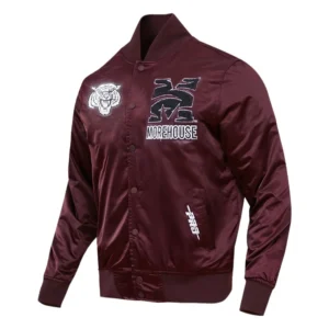 Morehouse maroon tigers satin varsity jacket