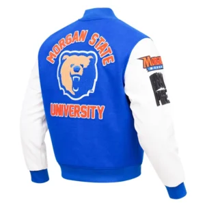 Morgan state bears classic bluewhite wool leather jacket
