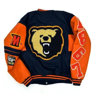 Morgan state bears full snap navyorange wool leather varsity jacket 2