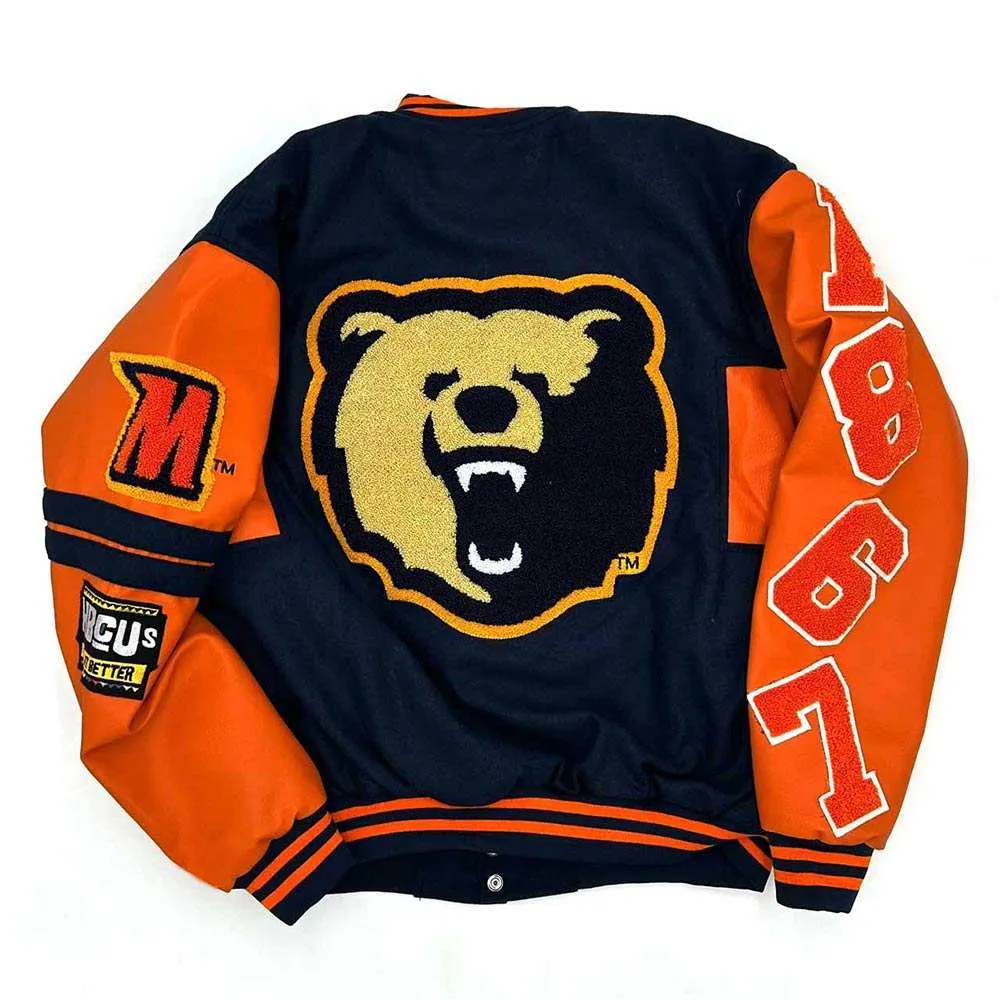 Morgan state bears full snap navyorange wool leather varsity jacket 2