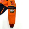 Morgan state bears full snap navyorange wool leather varsity jacket 4