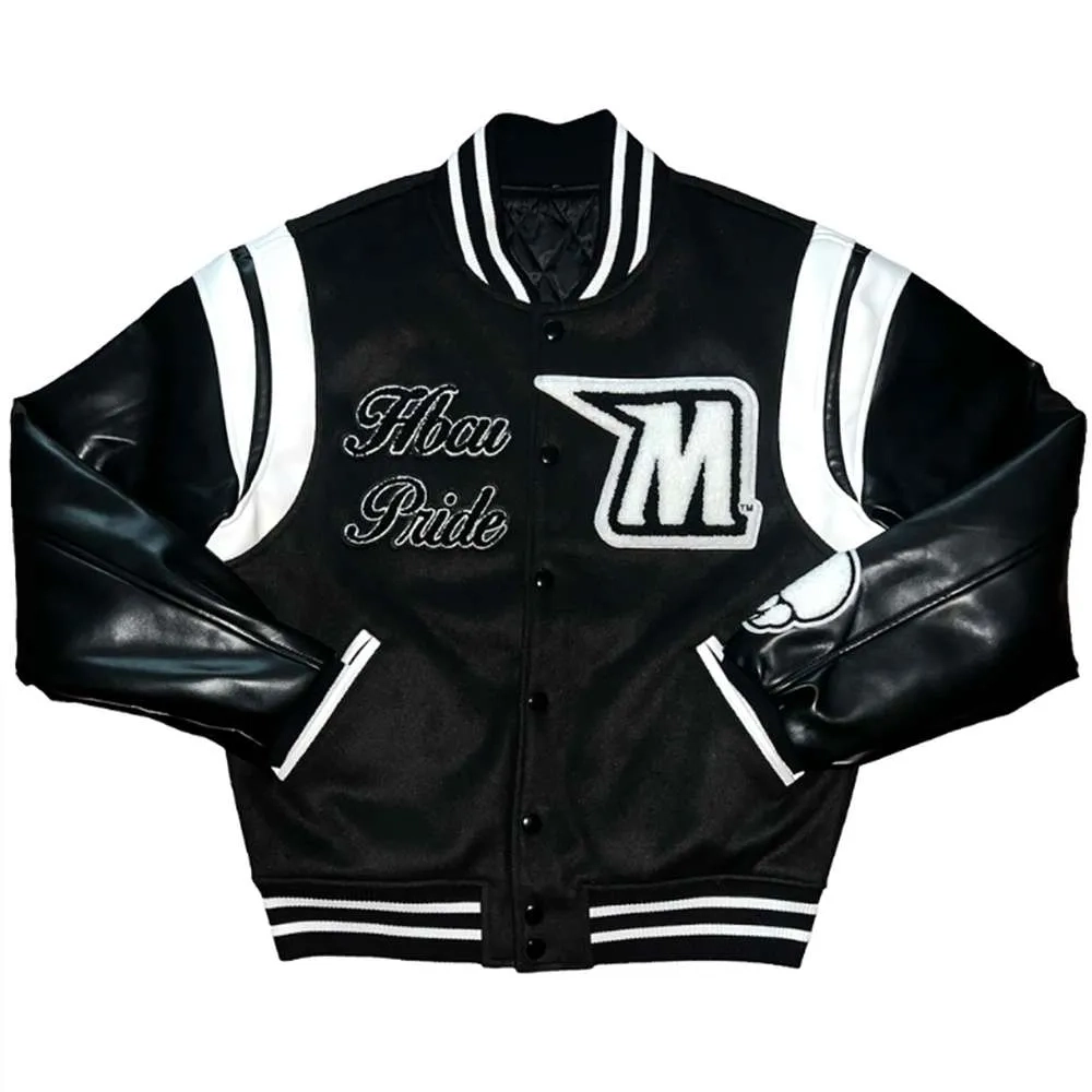 Morgan state university pride black wool leather varsity jacket 1
