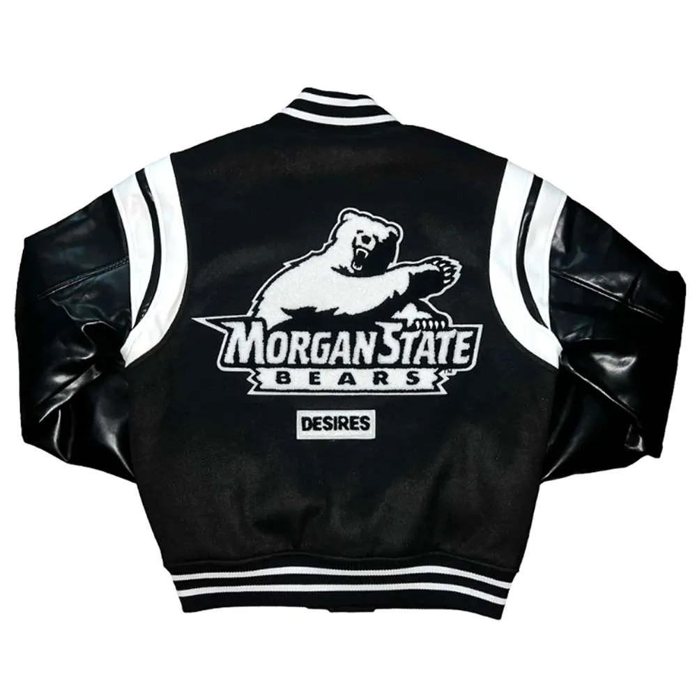 Morgan state university pride black wool leather varsity jacket