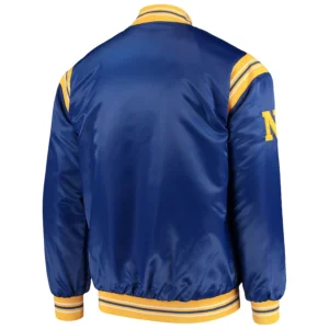 Navy midshipmen enforcer full snap satin varsity jacket blue 1