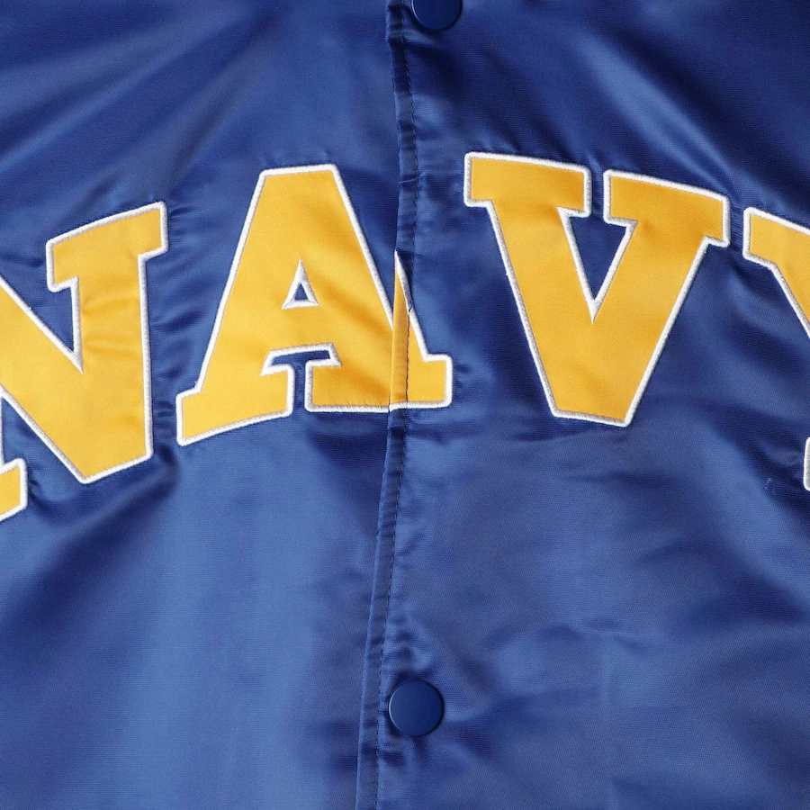 Navy midshipmen enforcer full snap satin varsity jacket blue 2