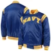 Navy midshipmen enforcer full snap satin varsity jacket blue 3