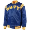 Navy midshipmen enforcer full snap satin varsity jacket blue 4