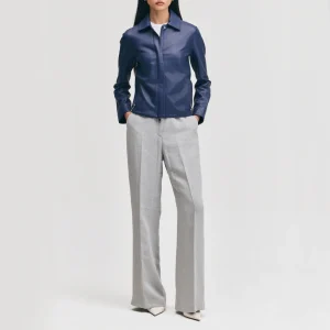 Navy womens jacket concealed zipper