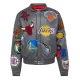 Nba collage team full real leather varsity jacket grey 2