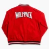 Nc state wolfpack vintage logo bomber red satin varsity jacket 1