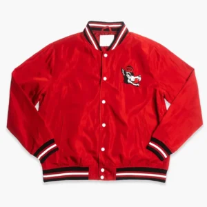 Nc state wolfpack vintage logo bomber red satin varsity jacket 2