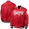 Nebraska huskers o line red satin varsity jacket 1
