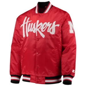 Nebraska huskers o line red satin varsity jacket 2