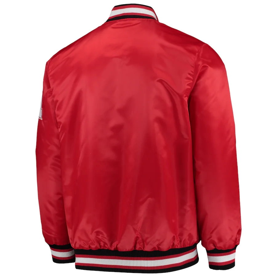 Nebraska huskers o line red satin varsity jacket 3