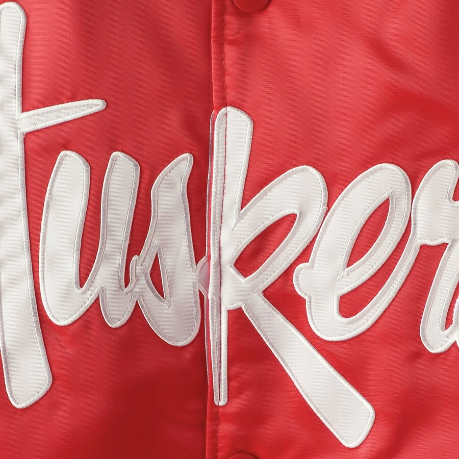 Nebraska huskers o line red satin varsity jacket 4