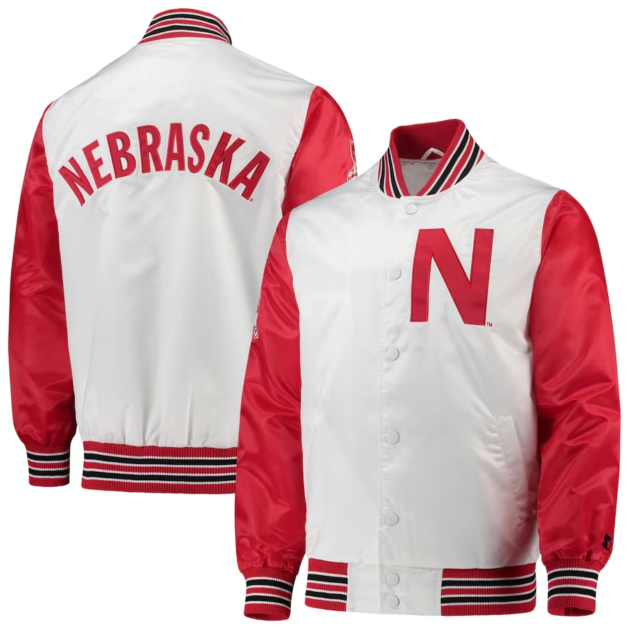 Nebraska huskers the legend whitered satin varsity jacket 3