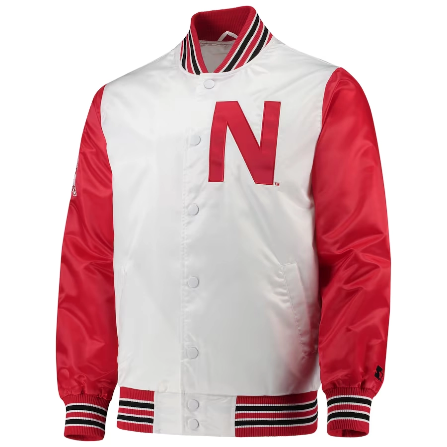 Nebraska huskers the legend whitered satin varsity jacket 4