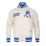 New England Patriots Retro Classic Full-Snap Cream Satin Jacket