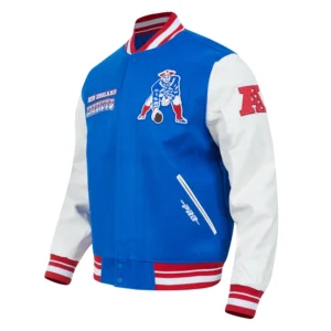 New england patriots wool leather blue jacket