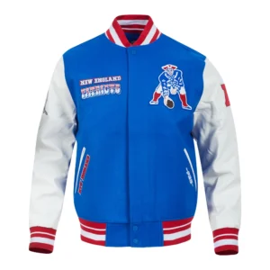 New england patriots wool leather blue varsity jacket