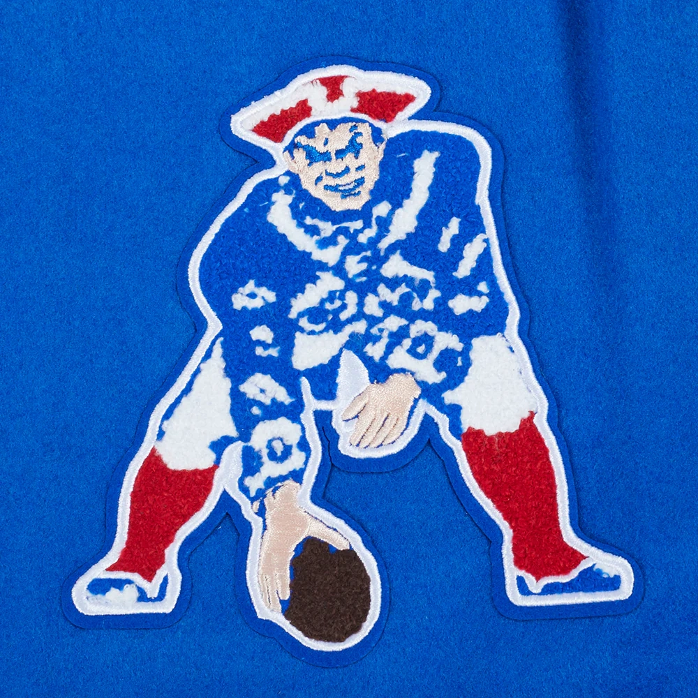New england patriots wool leather blue varsity patch logo