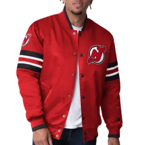 New jersey devils scout red satin varsity jacket 1