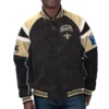 New orleans saints g iii sports by carl banks raglan blackcream leather varsity jacket 1