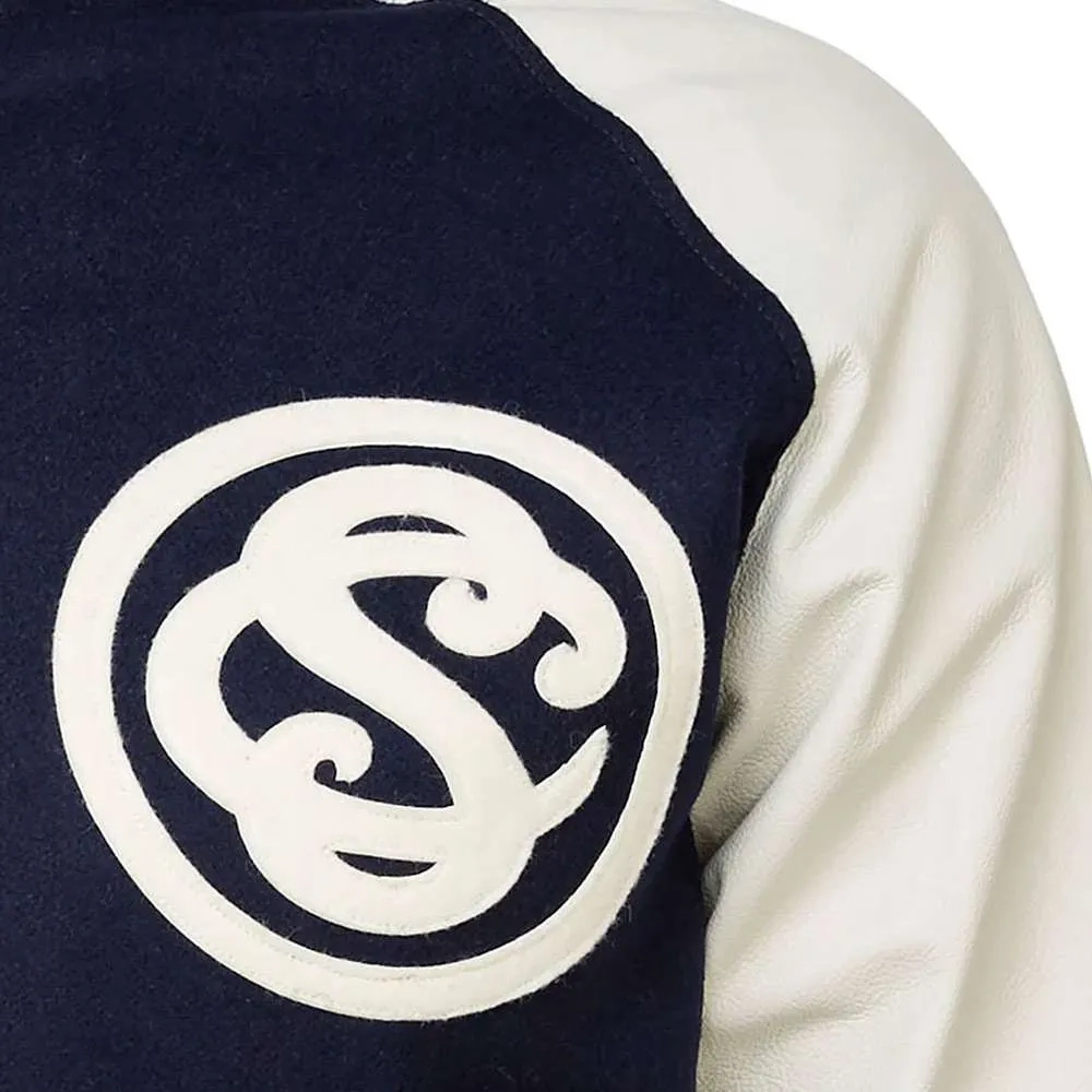 New york cuban stars 1927 full snap navy white satin varsity jacket 2
