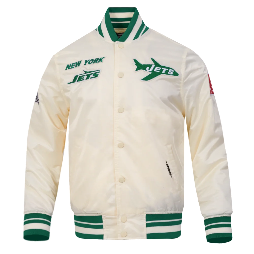 New york jets retro classic full snap satin jacket