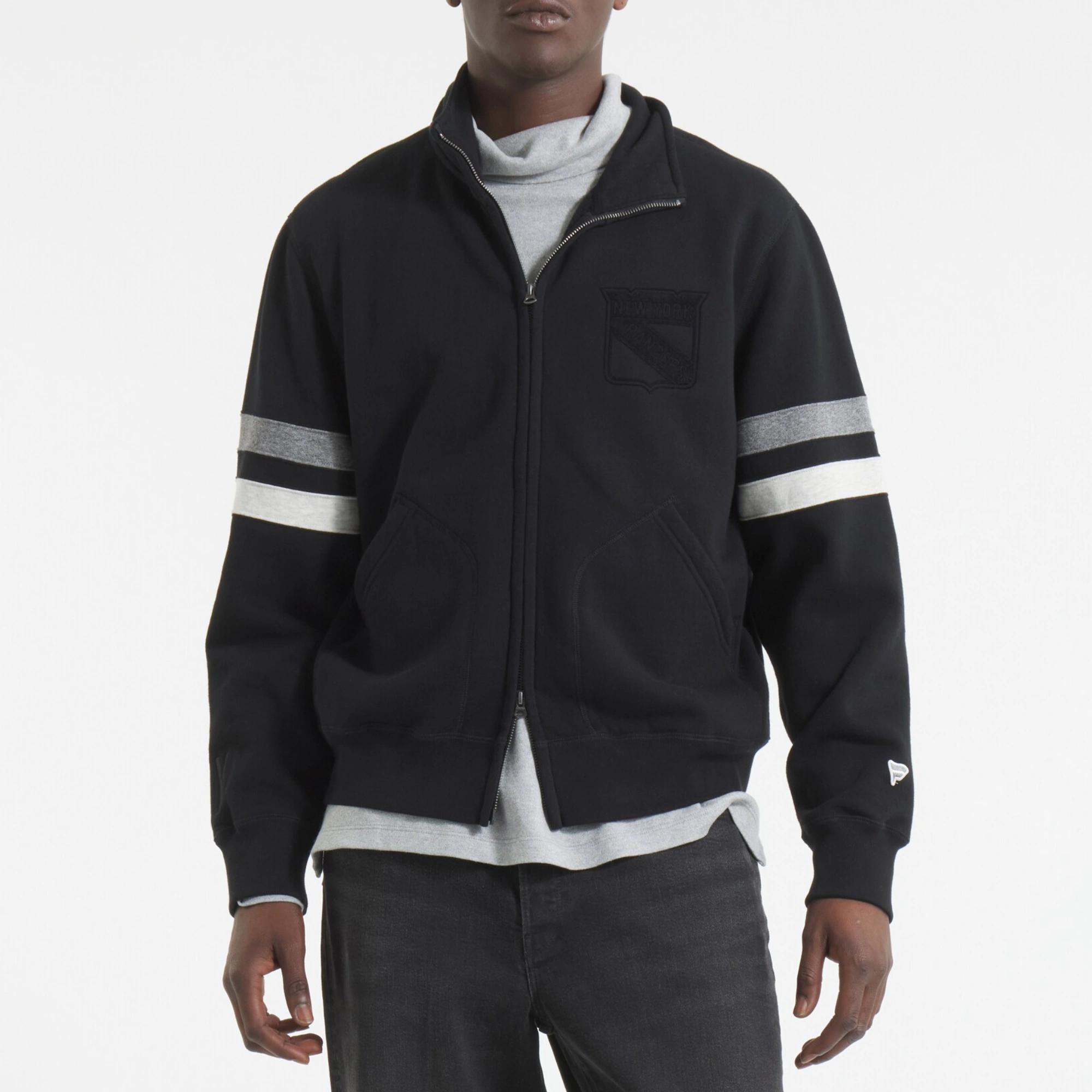 New york rangers full zip fleece black jacket 2