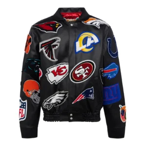 Nfl collage wool leather jacket black 1