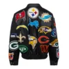 Nfl collage wool leather jacket black 2