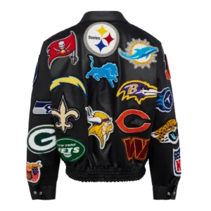 Nfl collage wool leather jacket black 2