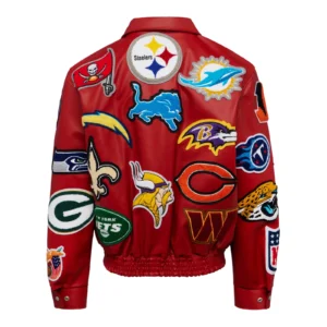 Nfl collage wool leather jacket red 2