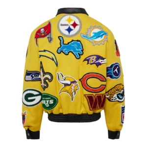 Nfl collage wool leather jacket yellow 2